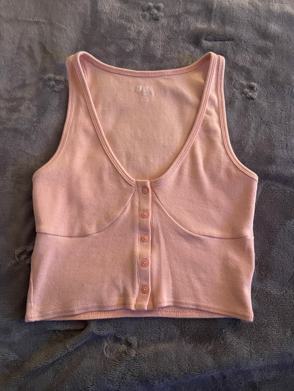 PacSun Light Pink Ribbed Button-Front Bandeau Tank